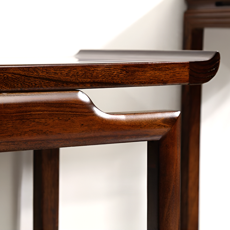 African Black Walnut Entrance Console Table + Pair of Flower Stands – Solid Wood Entryway Table