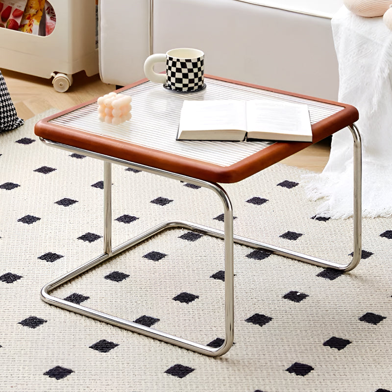 Nordic Nested Coffee Table Set – Solid Wood, Glass and Rattan with Stainless Steel Frame, Modern Antique Style