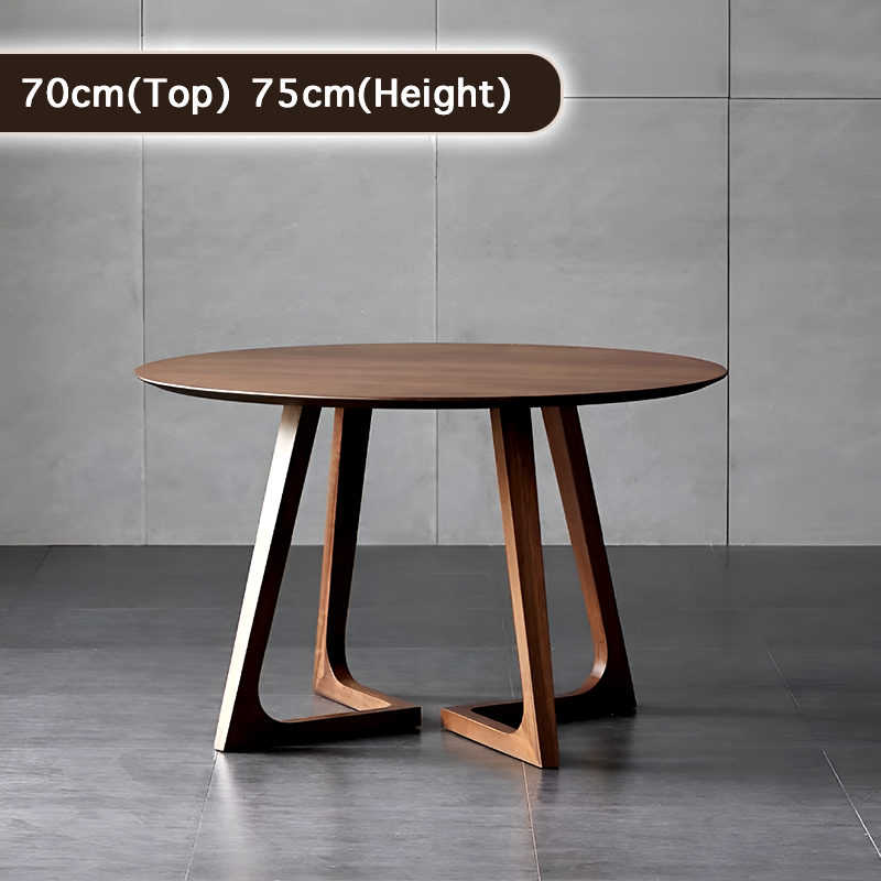 Solid Wood Round Dining Table – Walnut Finish, Modern Japanese Nordic Style