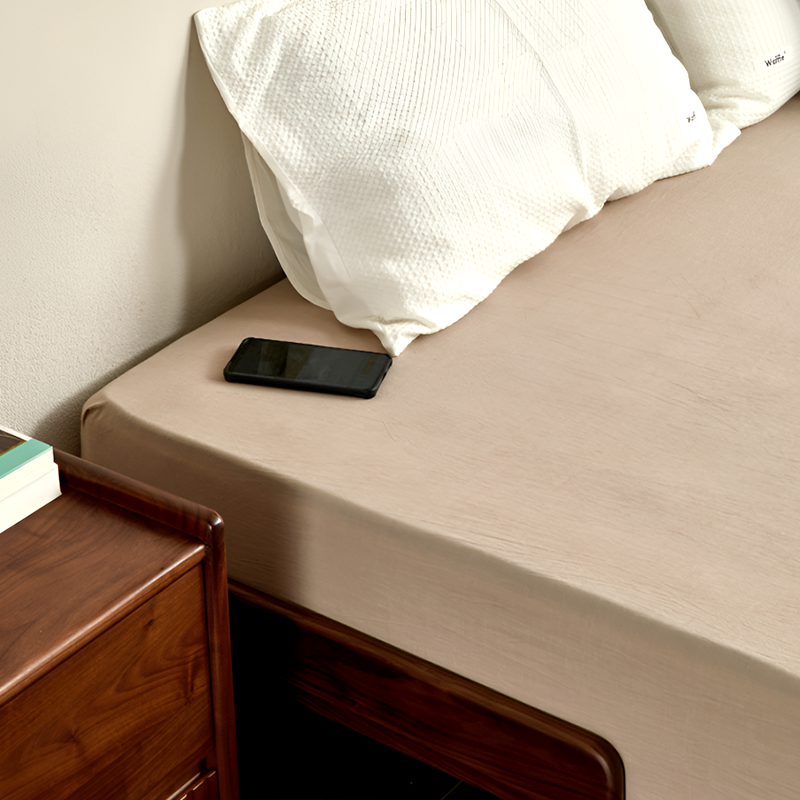 North American Black Walnut Tatami-Style Bed Frame - Solid Wood, Low-Profile, Single / Queen / King