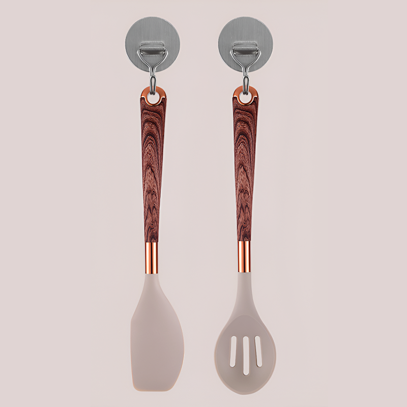 12-Piece Silicone & Wood Grain Kitchen Utensil Set – Heat-Resistant Non-Stick Cooking Tools