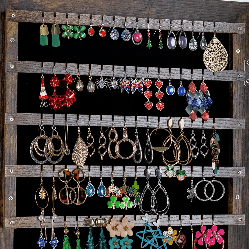 Full Length Mirror Jewelry Cabinet – 360° Swivel Standing Armoire with Storage, Shelves and Lock