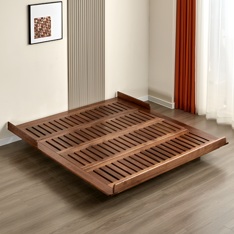 North American Black Walnut Tatami-Style Bed Frame - Solid Wood, Low-Profile, Single / Queen / King