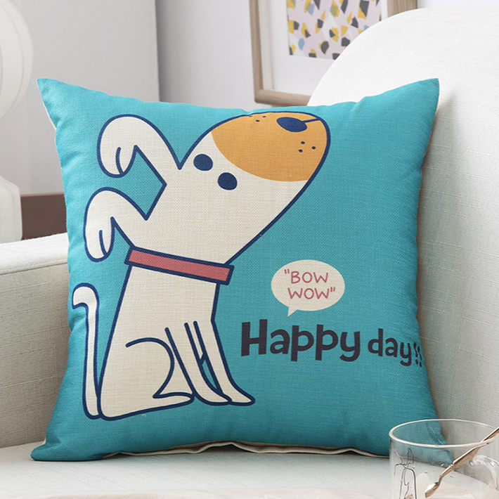 Kids Cartoon Linen Pillow Cover 45x45cm – Soft & Durable