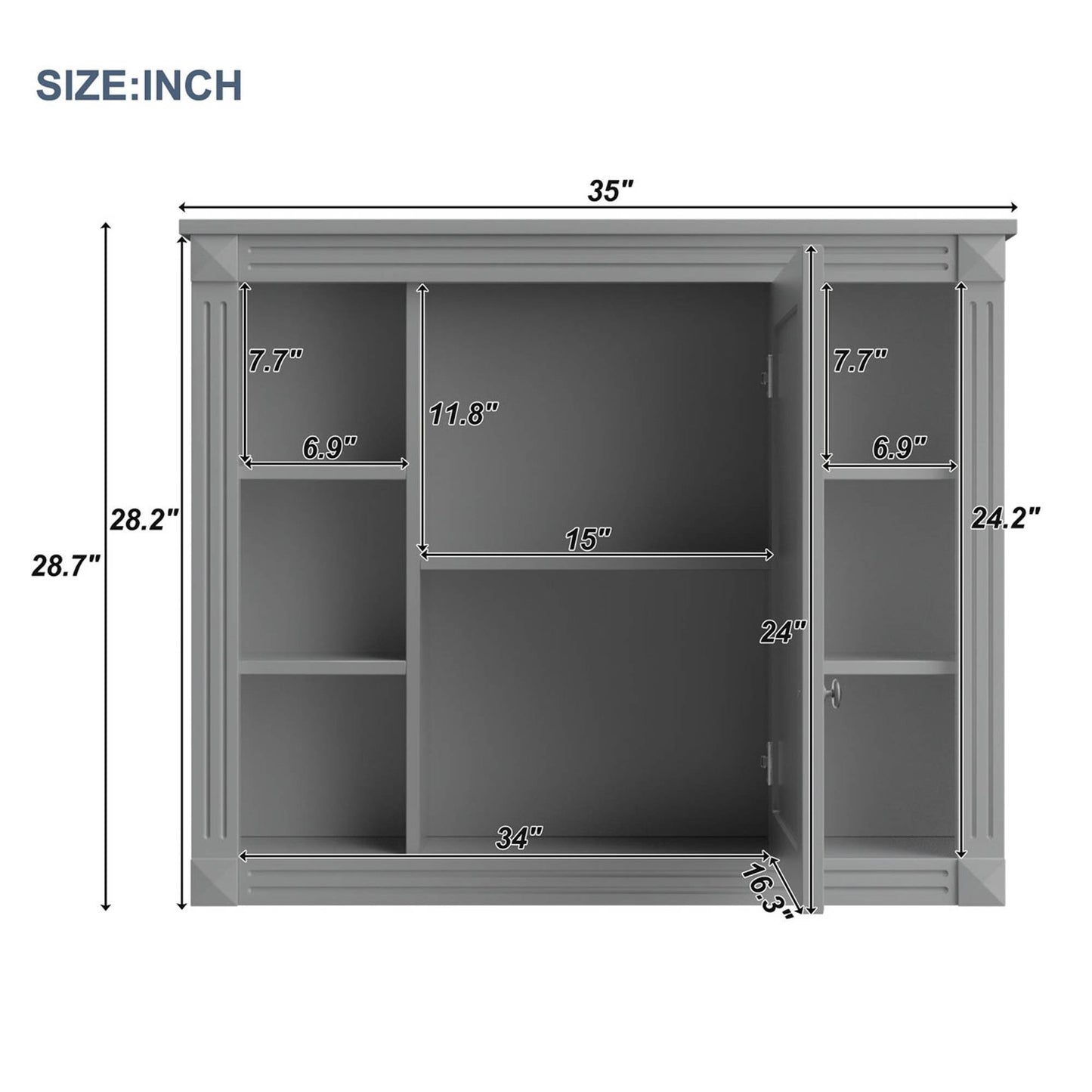Wall Mounted Bathroom Storage Cabinet with Mirror – 8-Compartment Organizer for Toiletries & Essentials