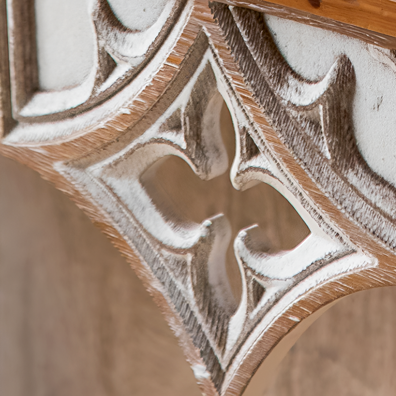 Handcrafted Rustic Wooden Wall Shelf – Vintage Carved Wall Décor for Living Room, Kitchen, or Café