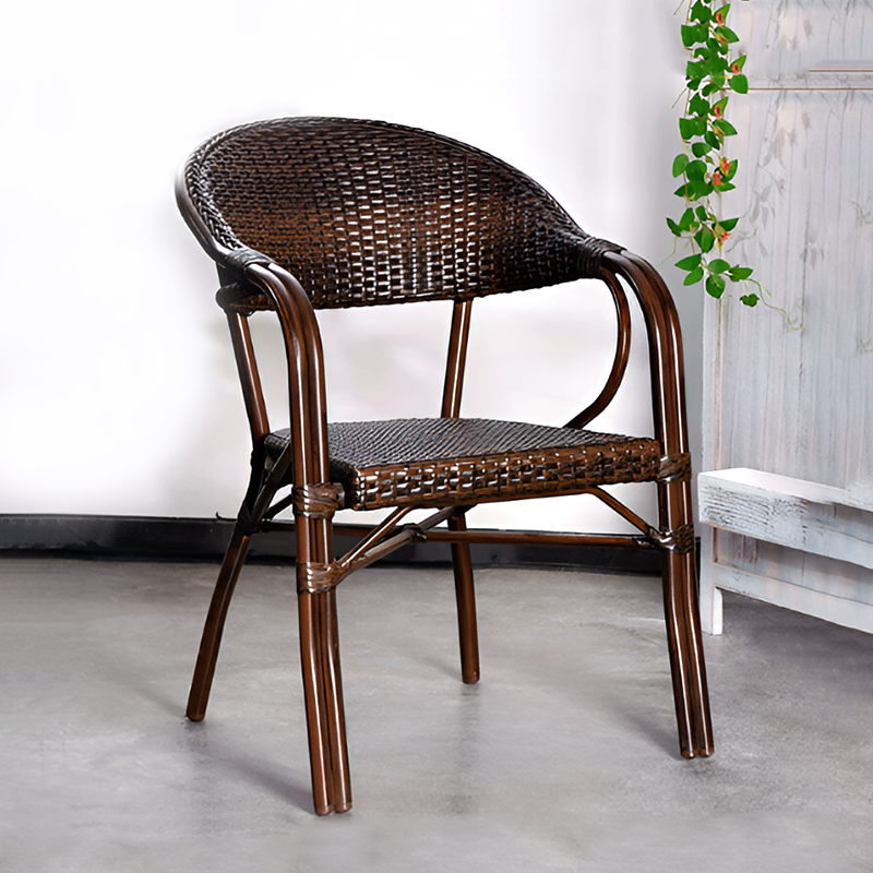 Outdoor Rattan Dining Set – French Island Style Patio Chairs & Waterproof Glass Table