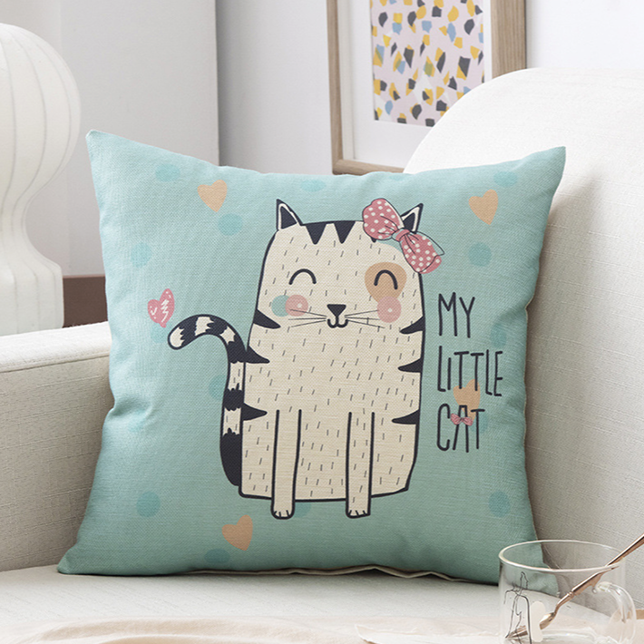 Kids Cartoon Linen Pillow Cover 45x45cm – Soft & Durable