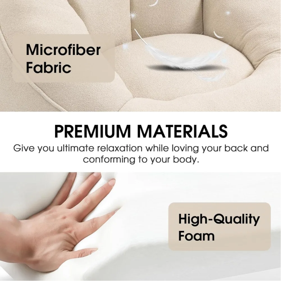 Modern Bean Bag Chair with Footrest – Comfy High-Density Foam Lounge Chair for Bedroom & Living Room