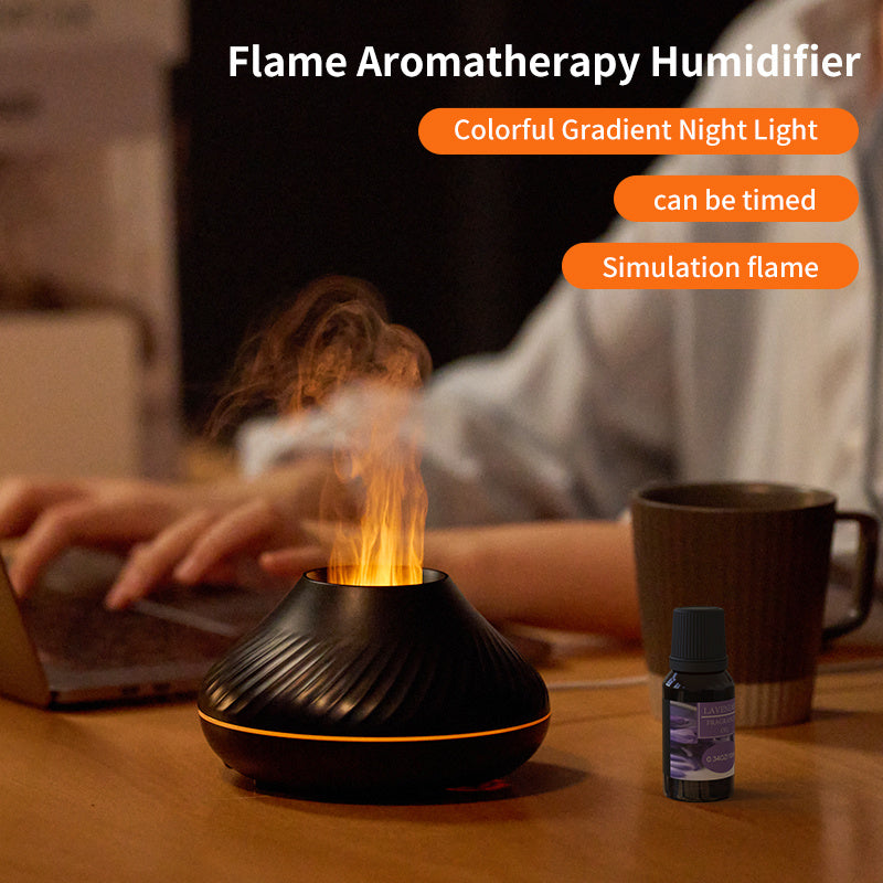 Flame Effect Aroma Diffuser – Humidifier with 3D Fire Light Display