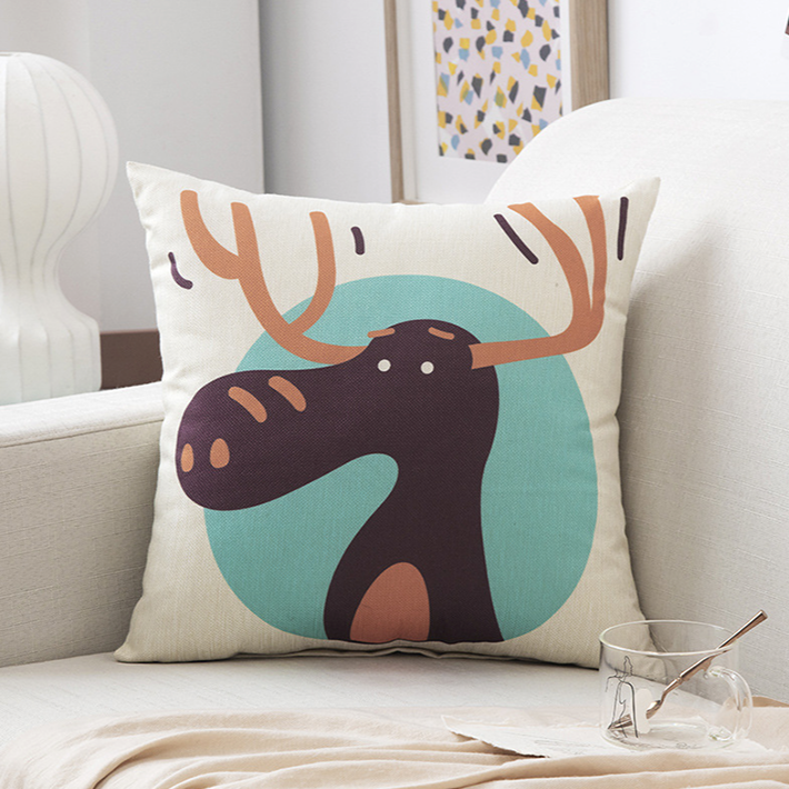 Kids Cartoon Linen Pillow Cover 45x45cm – Soft & Durable