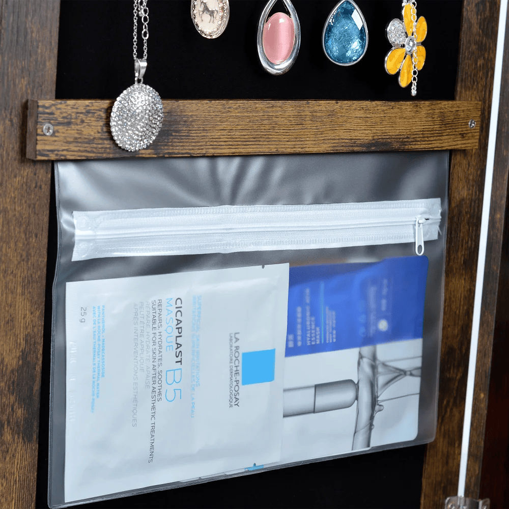 Full Length Mirror Jewelry Cabinet – 360° Swivel Standing Armoire with Storage, Shelves and Lock