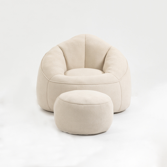 Modern Bean Bag Chair with Footrest – Comfy High-Density Foam Lounge Chair for Bedroom & Living Room