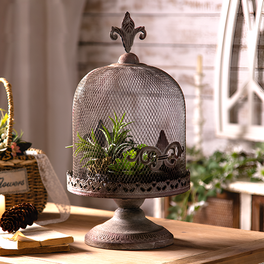 Rustic Iron Candle Holder - Vintage Birdcage Style Decorative Home Décor