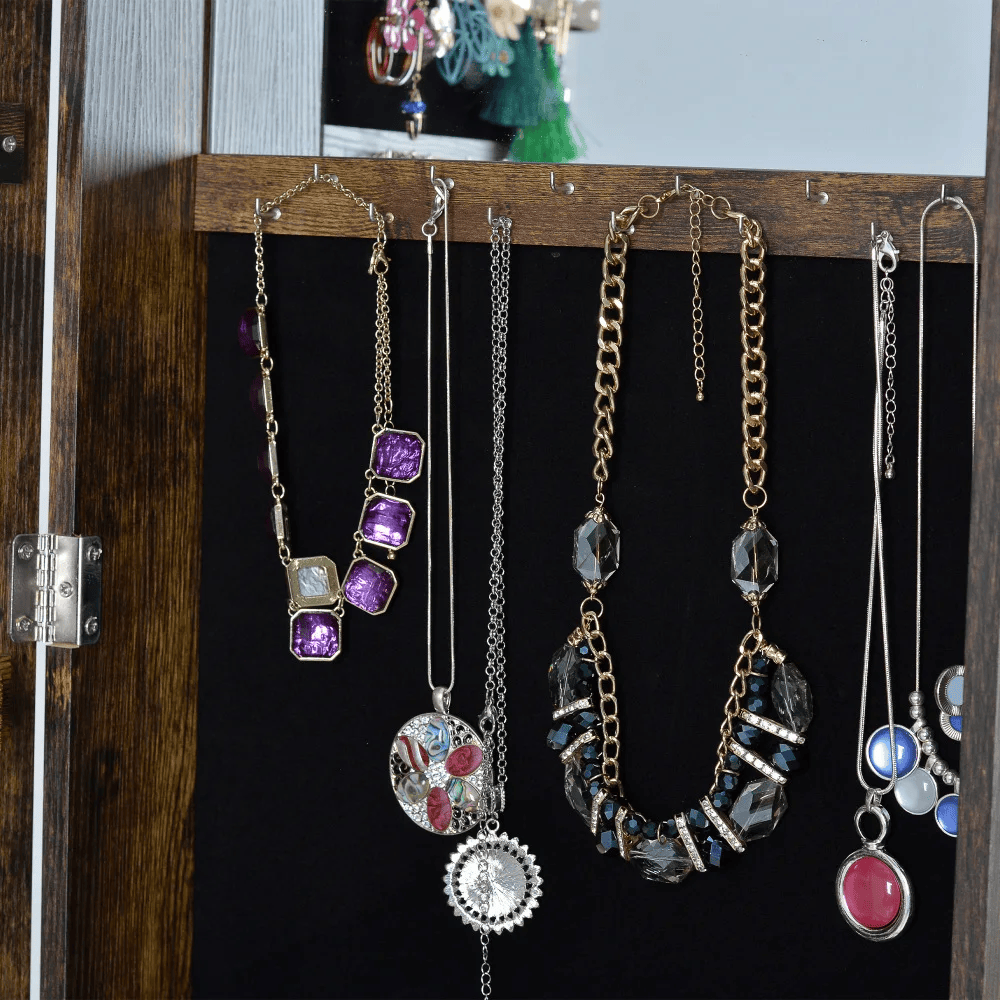 Full Length Mirror Jewelry Cabinet – 360° Swivel Standing Armoire with Storage, Shelves and Lock