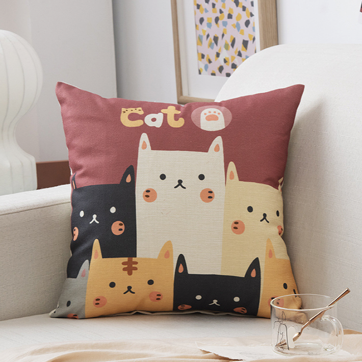 Kids Cartoon Linen Pillow Cover 45x45cm – Soft & Durable