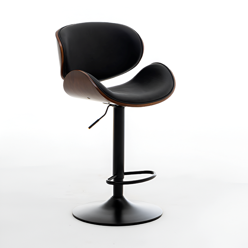 Cowhide Leather Swivel Bar Chair – Adjustable Height, Steel Base, 6 Color Options