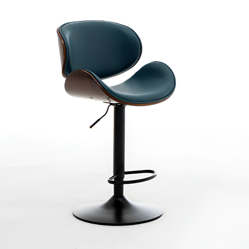 Cowhide Leather Swivel Bar Chair – Adjustable Height, Steel Base, 6 Color Options