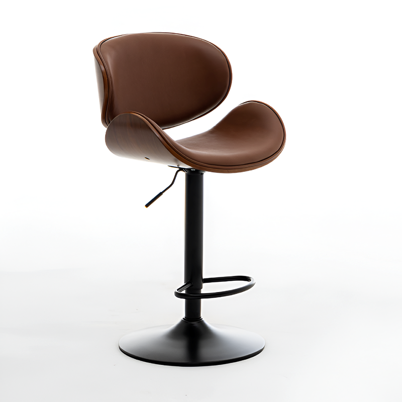 Cowhide Leather Swivel Bar Chair – Adjustable Height, Steel Base, 6 Color Options