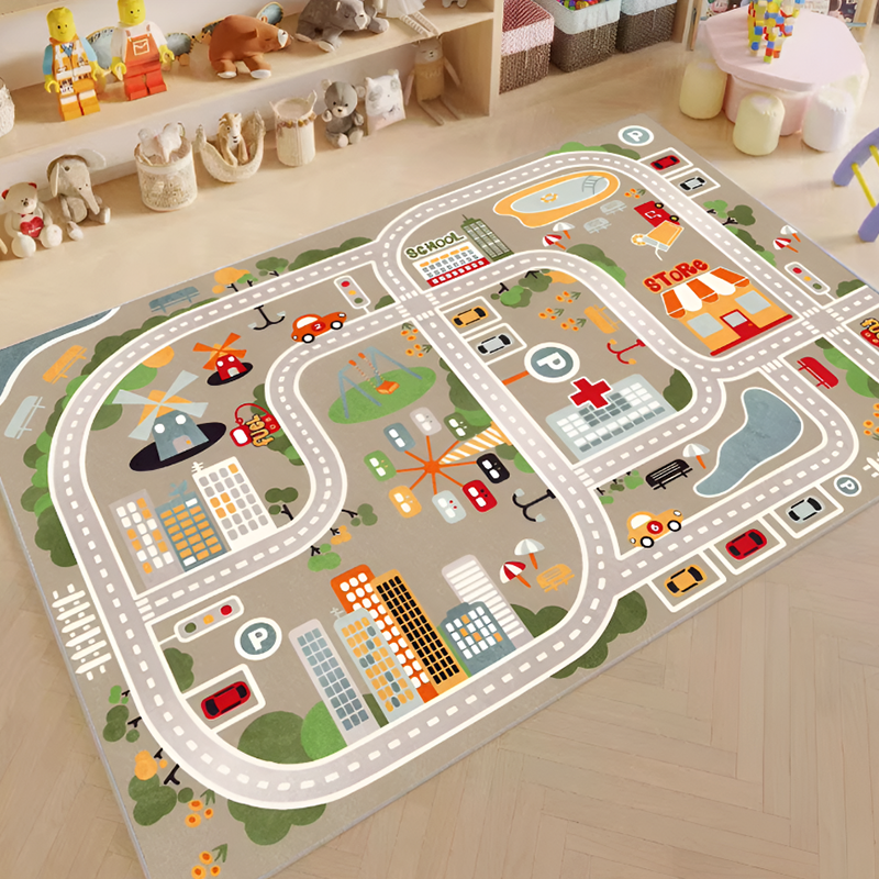 Kids Car Play Mat – Road Track Traffic Rug for Toy Vehicles | Soft, Non-Slip Floor Mat for Indoor Play & Learning
