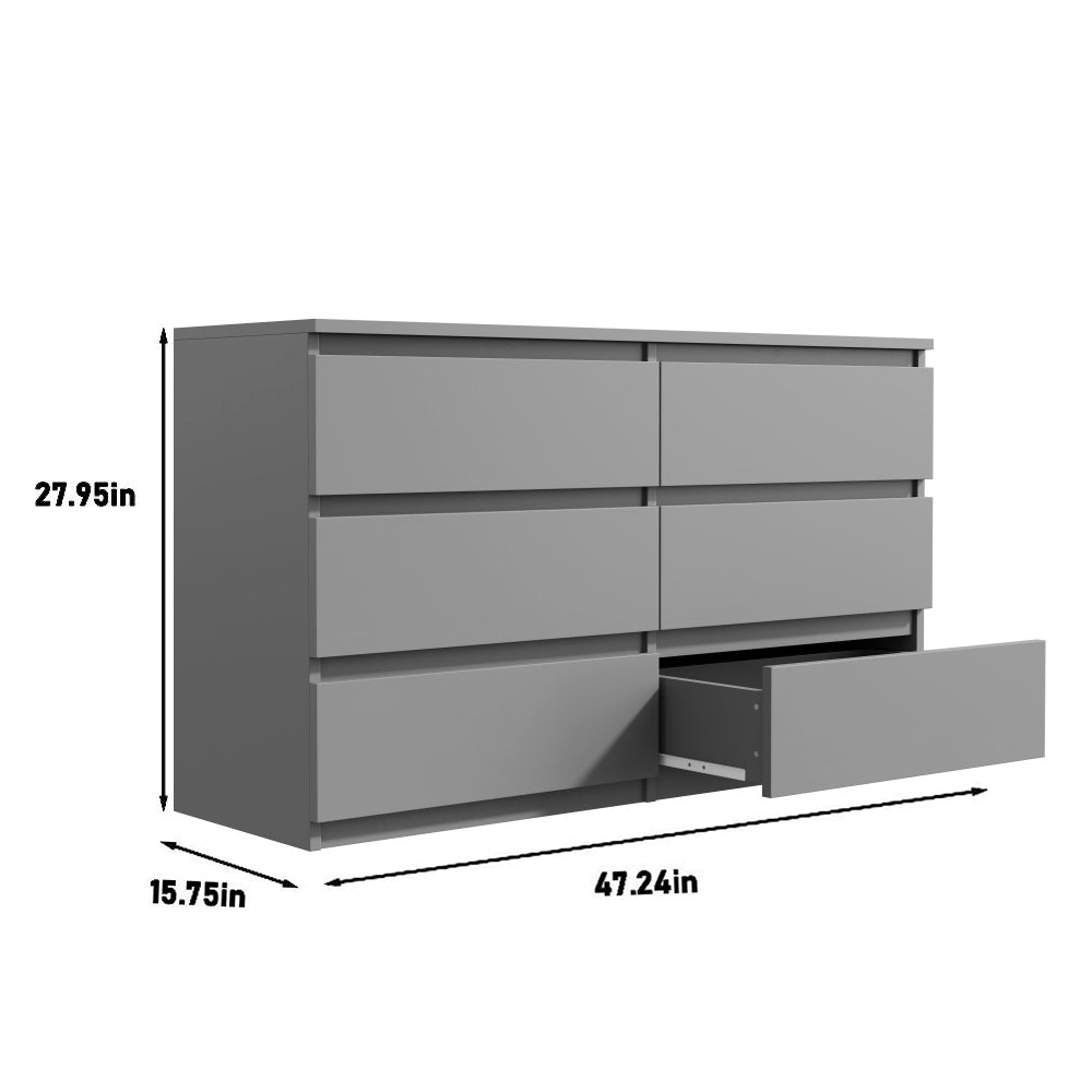 Modern 6-Drawer Dresser Cabinet – Minimalist Storage Solution in Olive Green or Grey