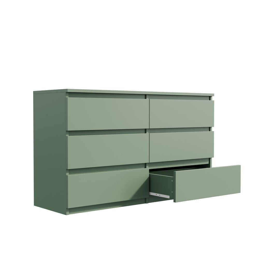Modern 6-Drawer Dresser Cabinet – Minimalist Storage Solution in Olive Green or Grey