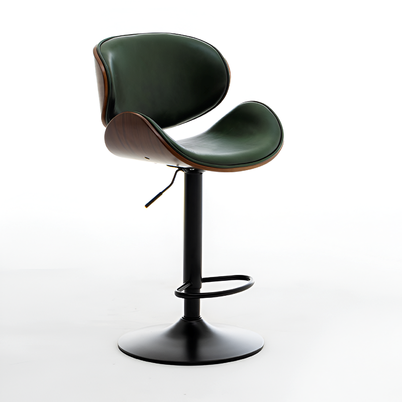 Cowhide Leather Swivel Bar Chair – Adjustable Height, Steel Base, 6 Color Options