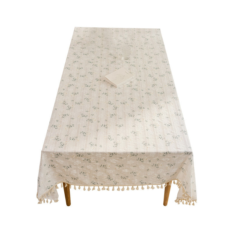 Ins Style Lilac Flower Floral Tablecloth Photograph Pastoral Cotton Leprosy Fabric Desk Decoration Dormitory Small Fresh Tablecloth