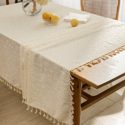 Ins Style Lilac Flower Floral Tablecloth Photograph Pastoral Cotton Leprosy Fabric Desk Decoration Dormitory Small Fresh Tablecloth