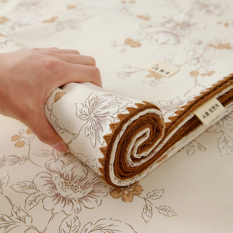 Cotton Old Coarse Cloth Bed Sheet Single Shell Side Bedspread Summer Season 100 Cotton Linen Cotton Linen Mat Three-piece Set 3