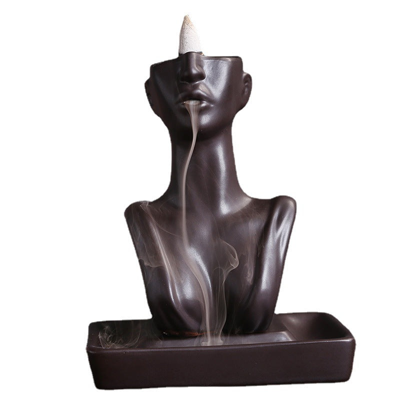 Cross-border Ceramic European And American Beauty Statue Backflow Incense Burner Creative Beauty Sandalwood Smoke Backflow Incense Burner Home Decoration