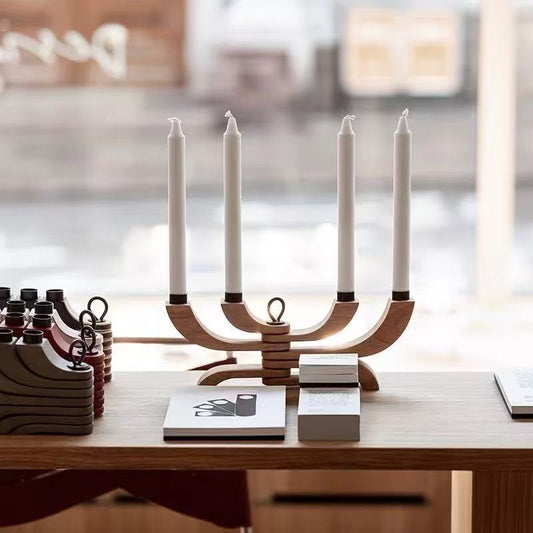 Modern Light Luxury Metal Solid Wood Candlestick Candle Model Room Sales Office Dining Table Decoration Ornaments Hotel Club Homestay