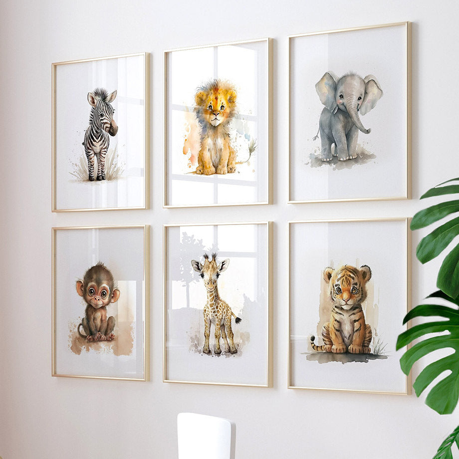 Baby Room Animal Wall Canvas Painting Art Print Picture Poster Suitable For Children's Room Nursery Decoration Painting