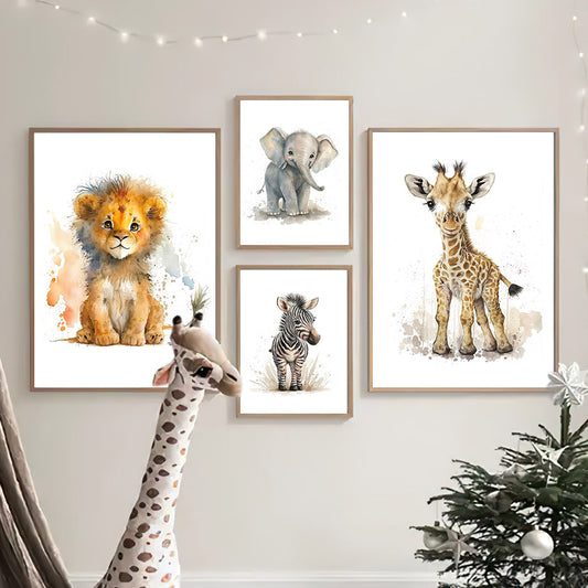 Baby Room Animal Wall Canvas Painting Art Print Picture Poster Suitable For Children's Room Nursery Decoration Painting