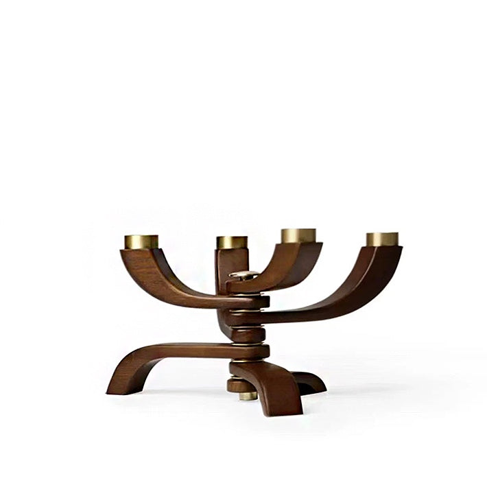 Modern Metal & Solid Wood Candle Holder – Light Luxury Candlestick for Dining Table, Office, Hotel, or Home Decor
