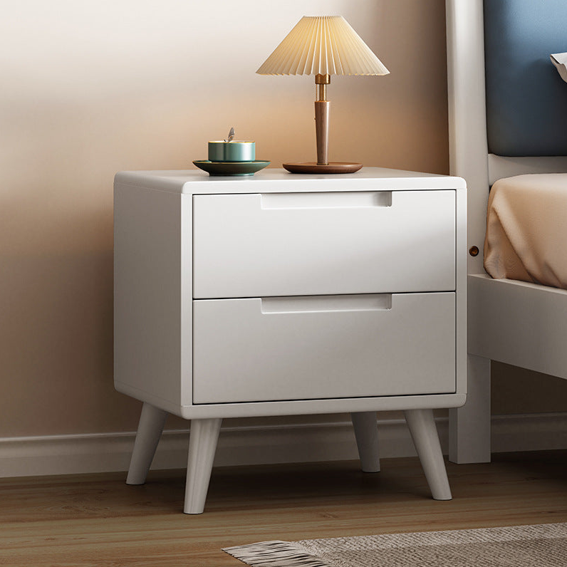 Solid Wood Bedside Table – 1/2/3 Drawer Nightstand in Walnut, Log Wood, or White | Modern Nordic Bedroom Storage Cabinet