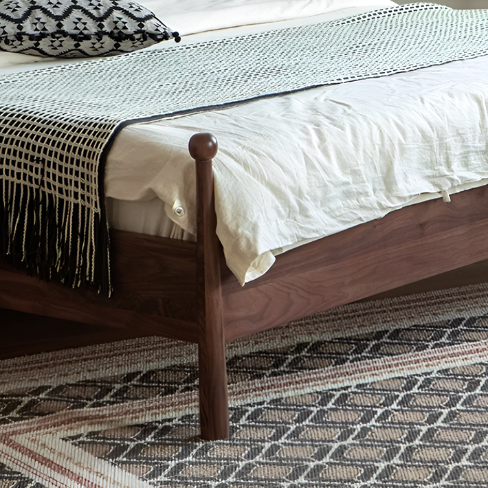 Black Walnut Solid Wood Platform Bed – Scandinavian French Style in Queen & King Sizes