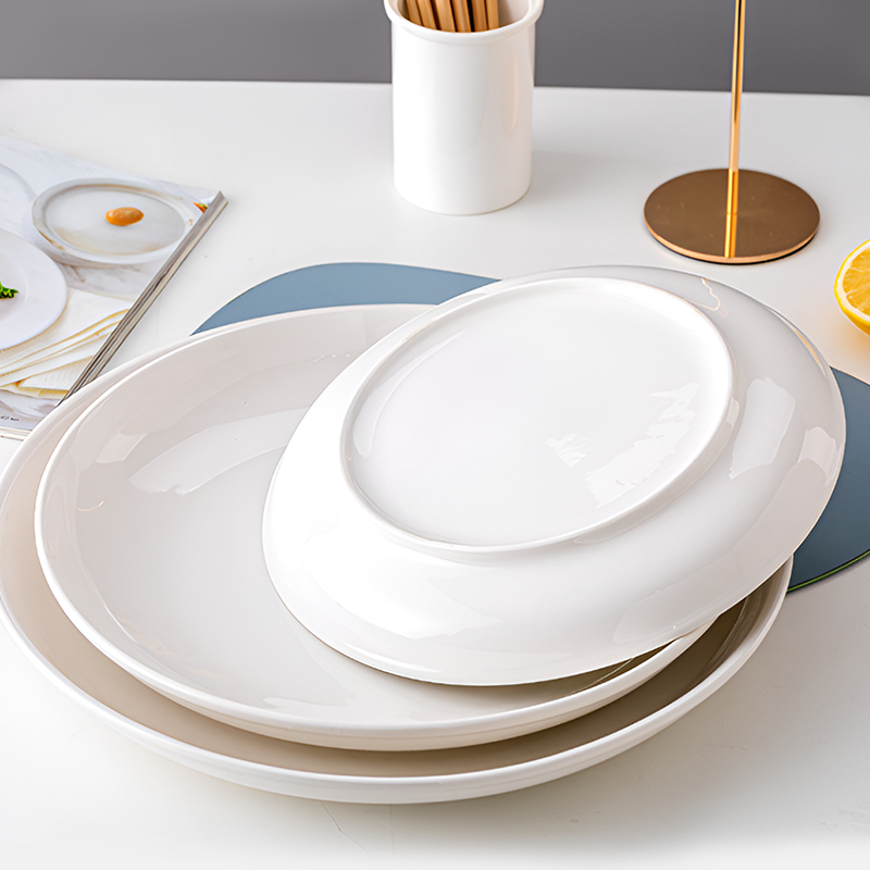 Set of 2 – Large Ceramic Serving Plate – Deep Round Dish