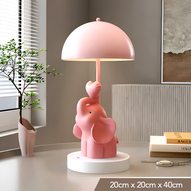Elephant Table Lamp for Kids – Cute Bedside Night Light – Nursery & Bedroom Decor Gift