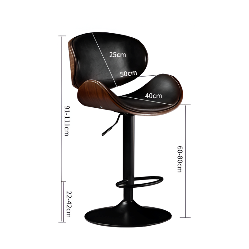 Cowhide Leather Swivel Bar Chair – Adjustable Height, Steel Base, 6 Color Options