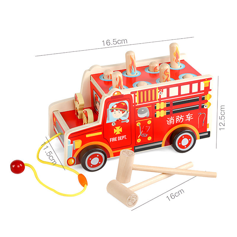 Wooden Whack-a-Gopher Toy – Fire Truck & Elephant Variants – Children’s Educational & Sensory Game