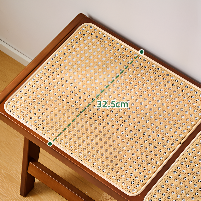 Rattan Bench – Vintage Double Stool for Living Room, Dining, or Bed End Seating