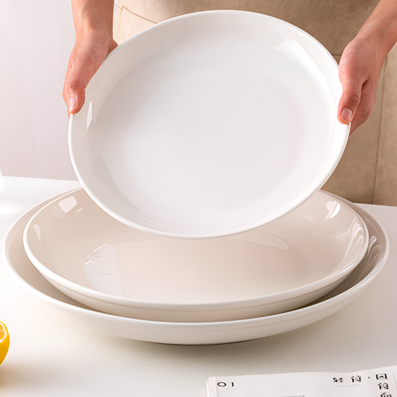Set of 2 – Large Ceramic Serving Plate – Deep Round Dish