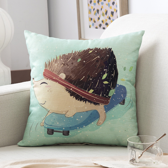 Kids Cartoon Linen Pillow Cover 45x45cm – Soft & Durable