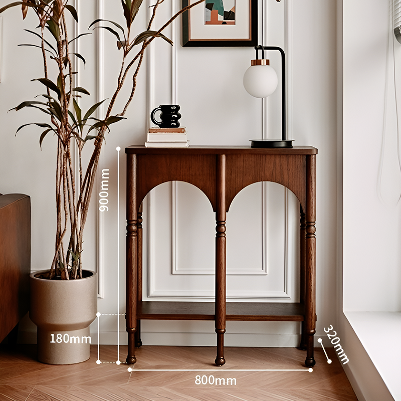 Solid Wood Retro Console Table – Entryway & Living Room Side Table