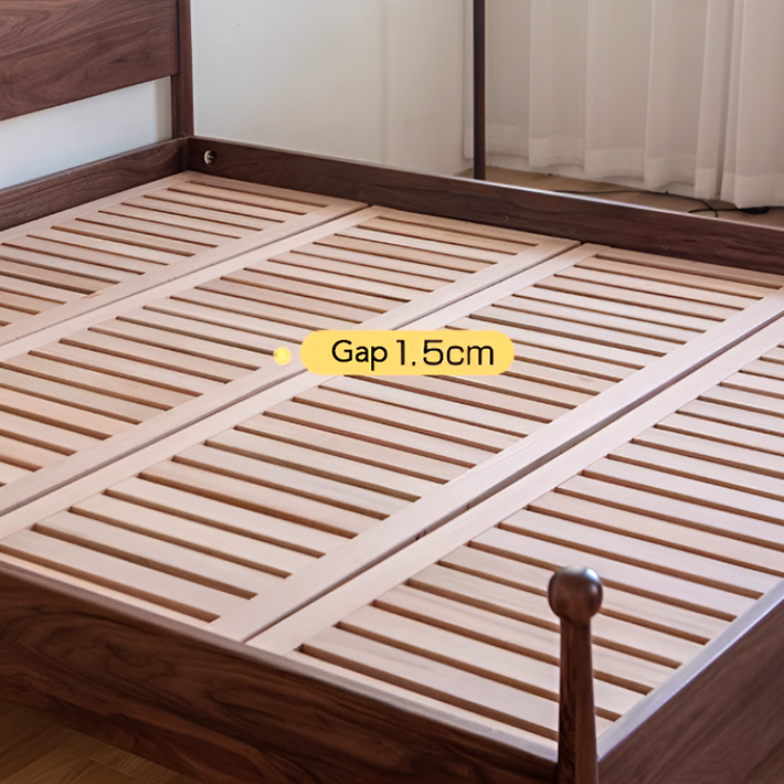 Black Walnut Solid Wood Platform Bed – Scandinavian French Style in Queen & King Sizes