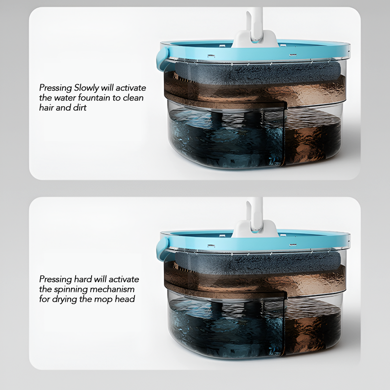 Self-Wringing Spin Mop with 5 Cotton Heads – Dual Water Tank Mop Bucket for Effortless Cleaning