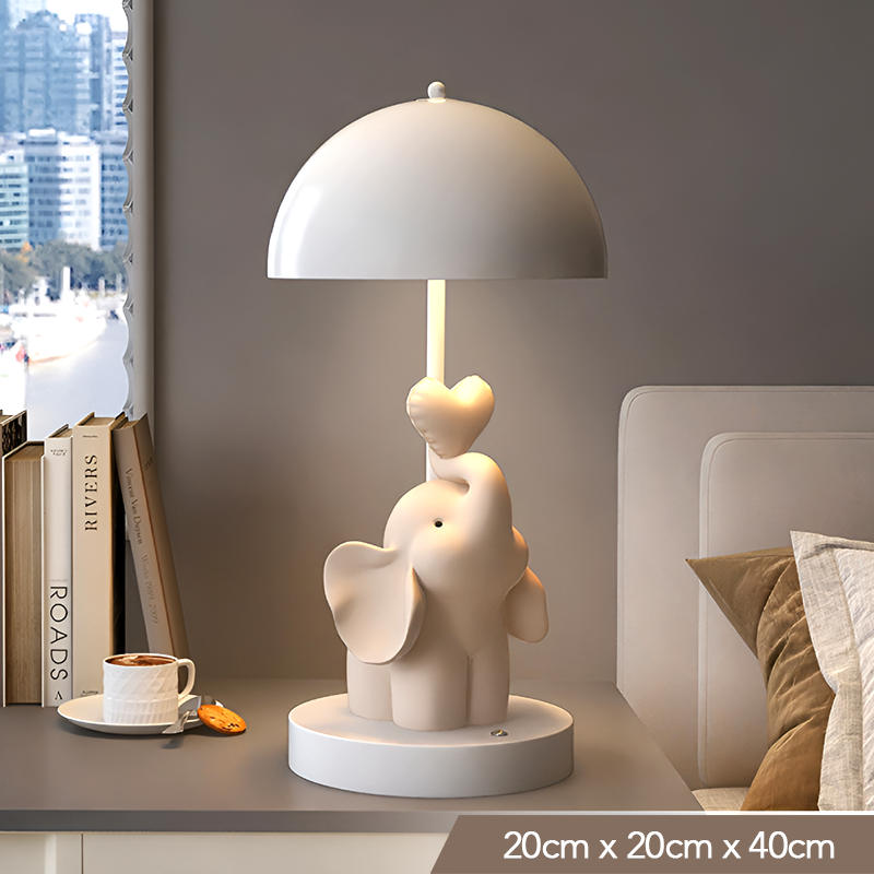 Elephant Table Lamp for Kids – Cute Bedside Night Light – Nursery & Bedroom Decor Gift