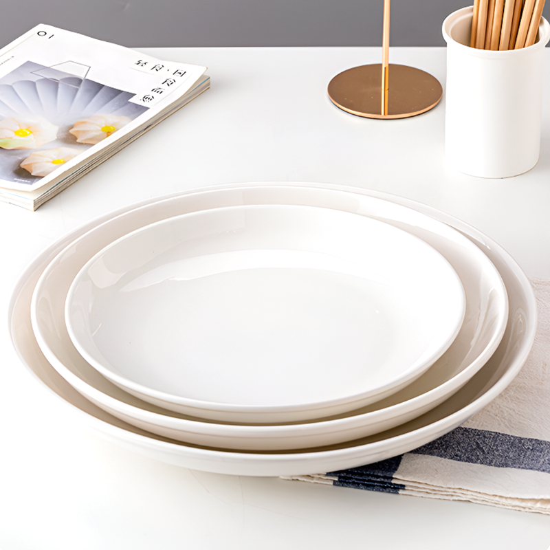 Set of 2 – Large Ceramic Serving Plate – Deep Round Dish