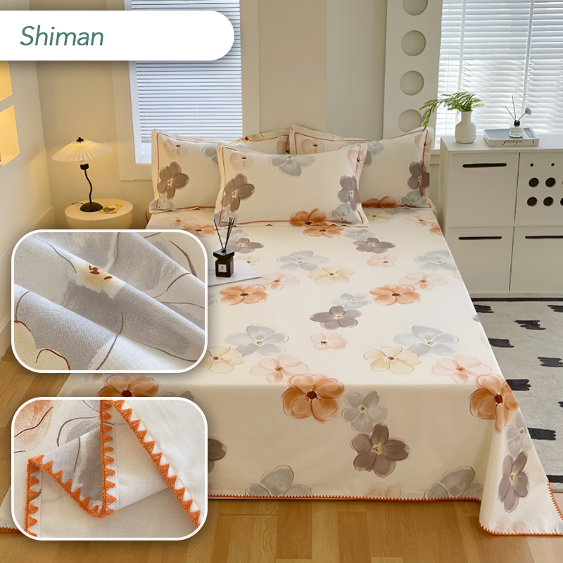 100% Cotton Coarse Cloth Summer Bedspread – Shell Edge Cool Mat & Linen Three-Piece Set – Great fit for Queen and King Beds